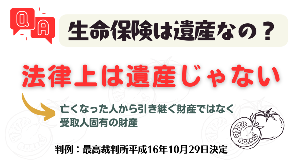 生命保険の死亡保険金は、遺産に含まれない